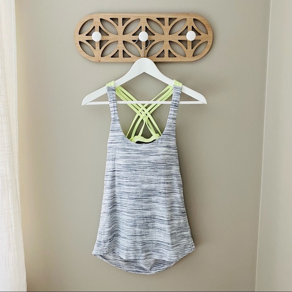 Lululemon Slay The Studio 2-in-1 Tank Gray/Yellow Sz 2 - Picture 1 of 8